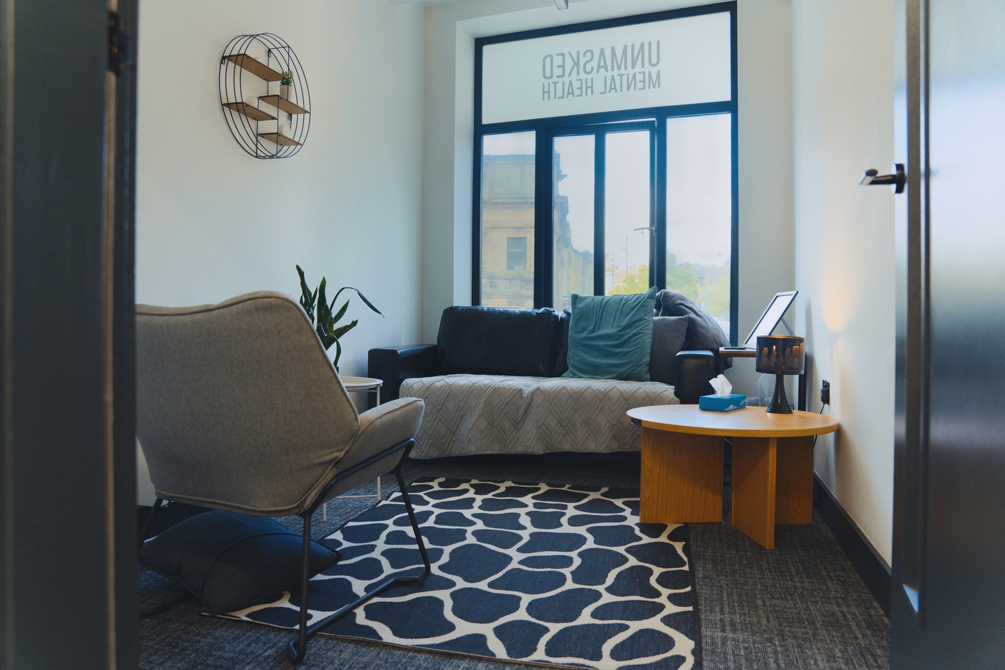 An Unmasked counselling room in Halifax, ready for a one-to-one session